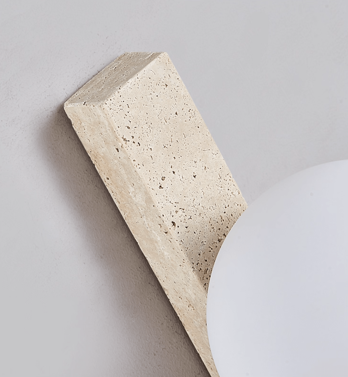 Terra Linear Wall Sconce in Travertine with Opal Glass Shade