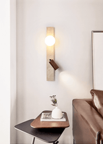 Terra Linear Wall Sconce in Travertine with Opal Glass Shade