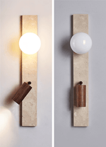 Terra Linear Wall Sconce in Travertine with Opal Glass Shade