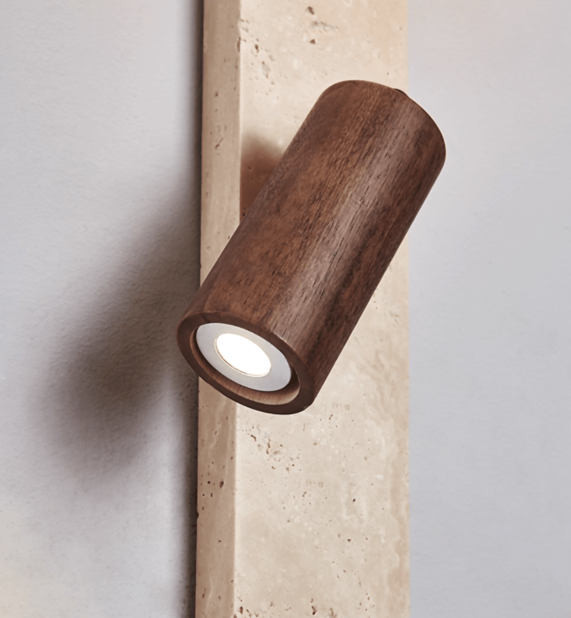 Terra Linear Wall Sconce in Travertine with Opal Glass Shade