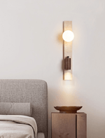 Terra Linear Wall Sconce in Travertine with Opal Glass Shade