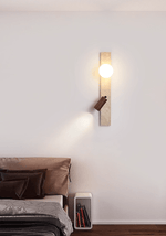 Terra Linear Wall Sconce in Travertine with Opal Glass Shade