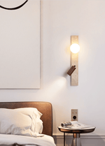 Terra Linear Wall Sconce in Travertine with Opal Glass Shade