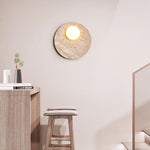 Terra Lume Orb Wall Sconce in Natural Travertine