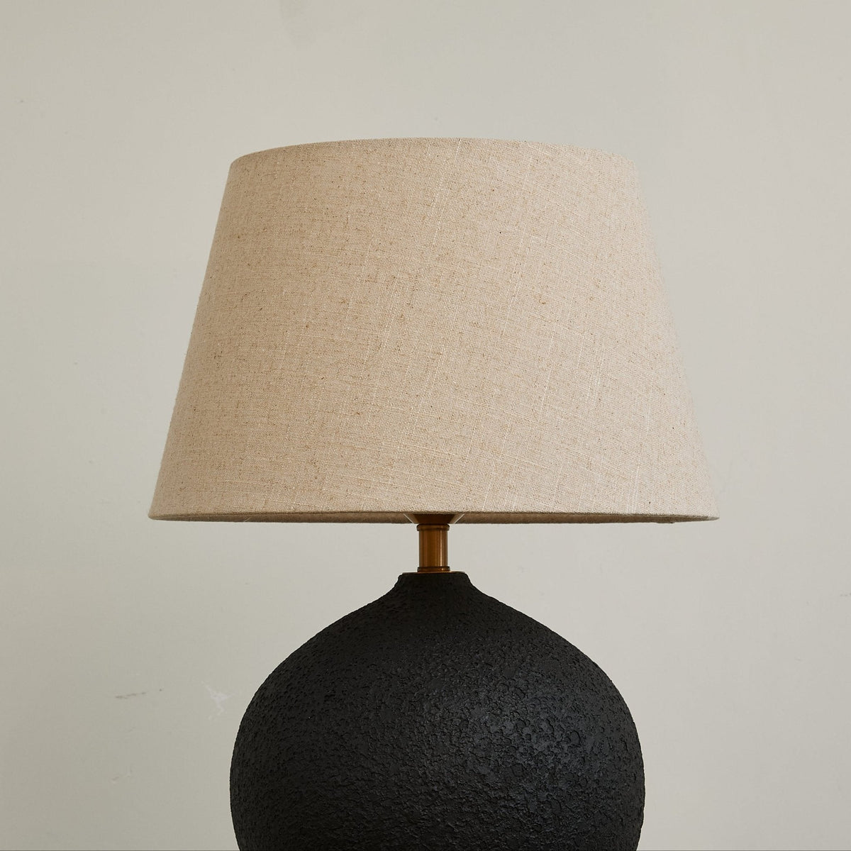 Terra Noir Textured Ceramic Table Lamp with Linen Shade