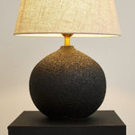 Terra Noir Textured Ceramic Table Lamp with Linen Shade