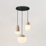 Terra Orb Cluster Pendant Light – Natural Travertine & Glass Trio