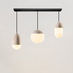 Terra Orb Cluster Pendant Light – Natural Travertine & Glass Trio