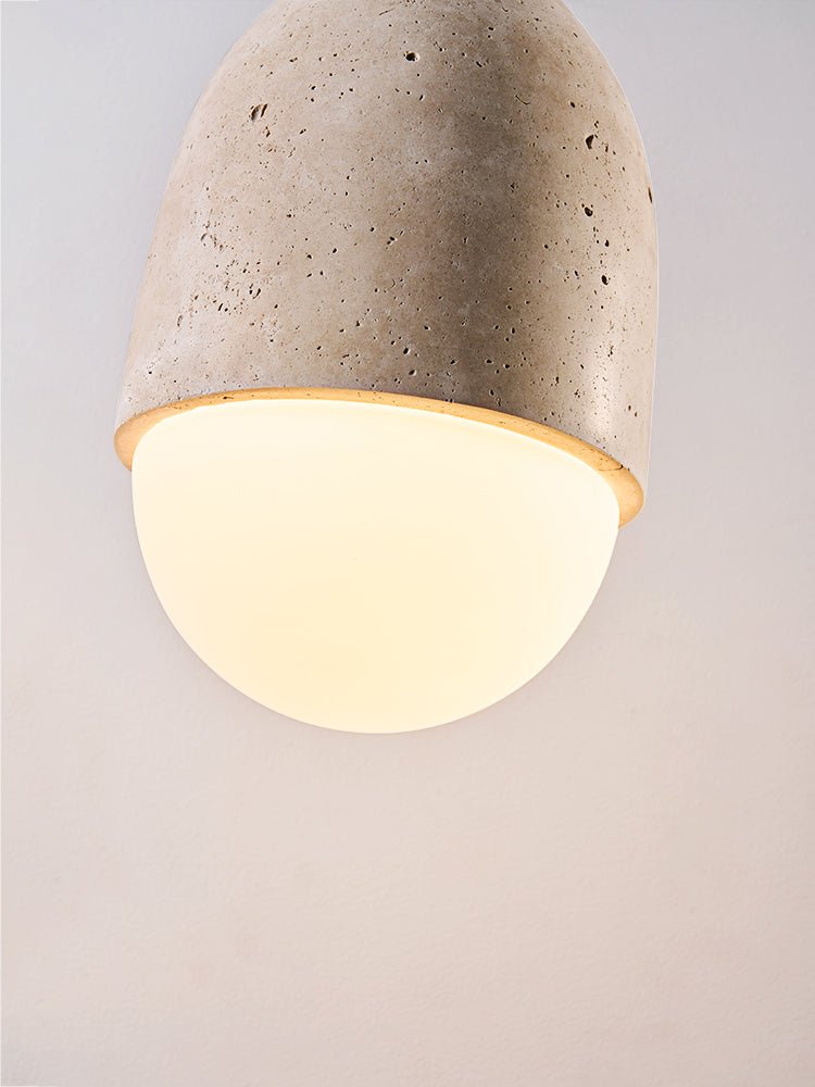 Terra Orb Cluster Pendant Light – Natural Travertine & Glass Trio