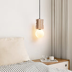 Terra Orb Pendant Light in Yellow Travertine with Opal Glass Globe