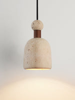 Terra Orb Pendant Light in Yellow Travertine and Wood