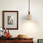 Terra Orb Pendant Light in Yellow Travertine and Wood
