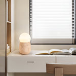 Terra Orb Travertine Table Lamp with Opal Glass Shade