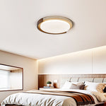 Terra Orbit Ceiling Light in Yellow Travertine and Wood