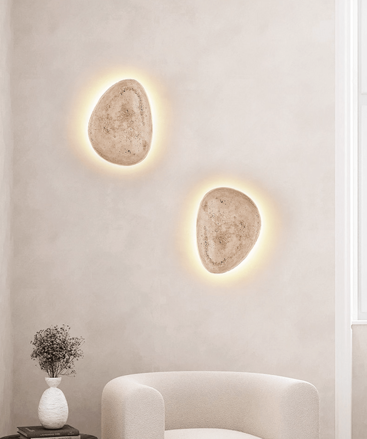 Terra Ovo Wall Sconce in Travertine — Sculptural LED Wall Light