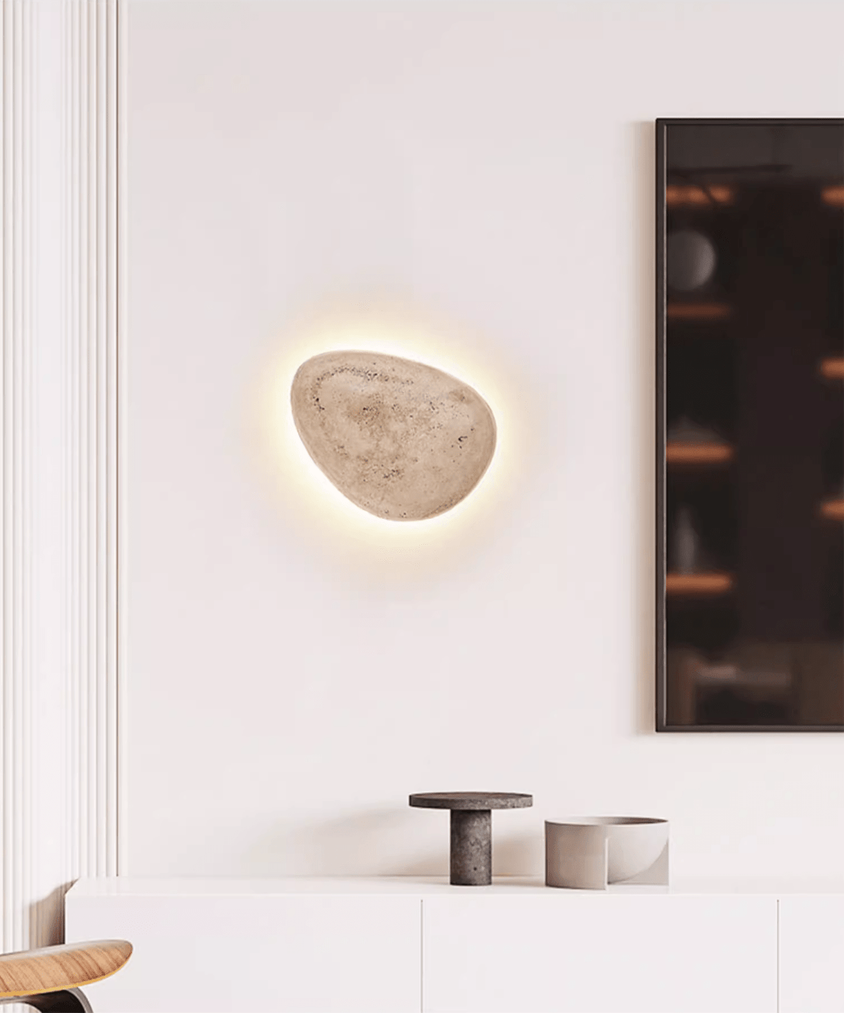 Terra Ovo Wall Sconce in Travertine — Sculptural LED Wall Light
