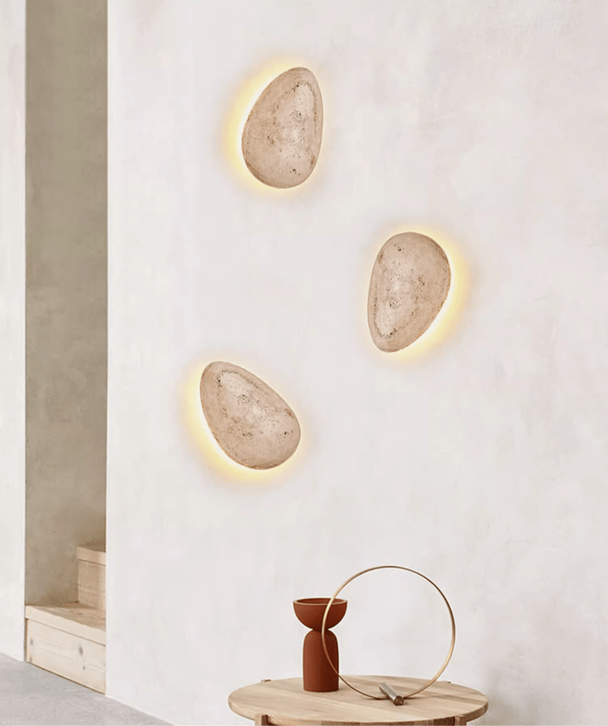 Terra Ovo Wall Sconce in Travertine — Sculptural LED Wall Light