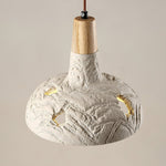 Cement Carve Pendant Light – Handcrafted Concrete & Wood Hanging Lamp for Dining, Kitchen, Living Room