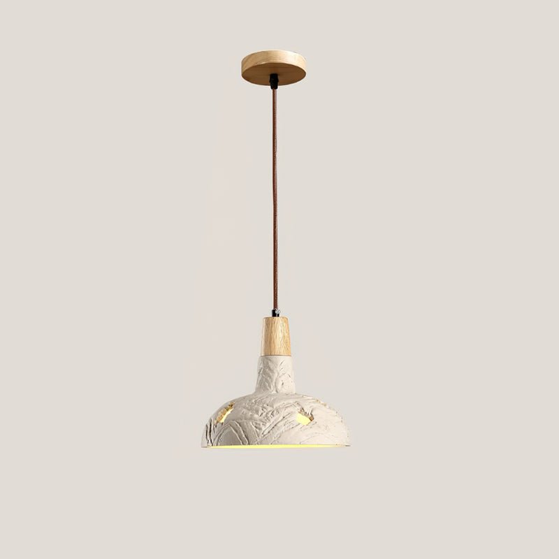 Cement Carve Pendant Light – Handcrafted Concrete & Wood Hanging Lamp for Dining, Kitchen, Living Room