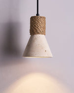 Terra Rope Pendant Light – Natural Travertine & Jute Hemp Rope Ceiling Lamp