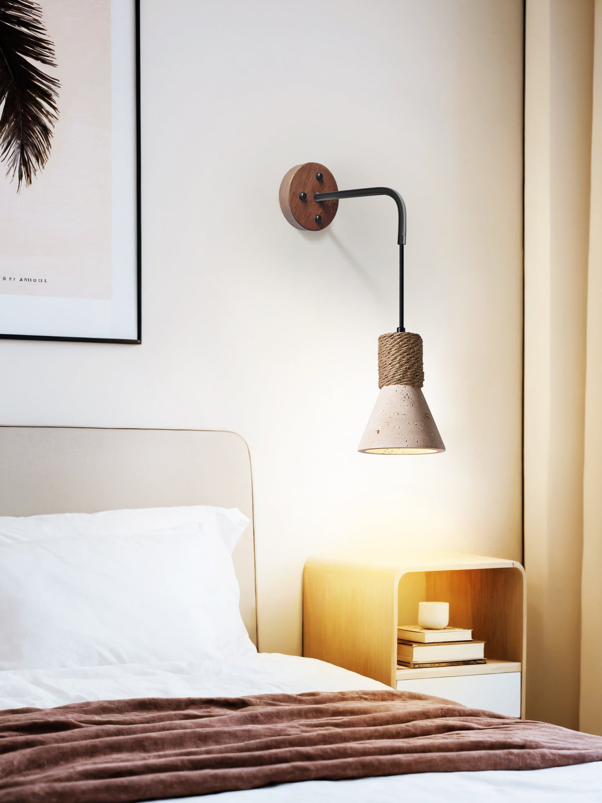 Terra Rope Wall Sconce in Travertine and Walnut