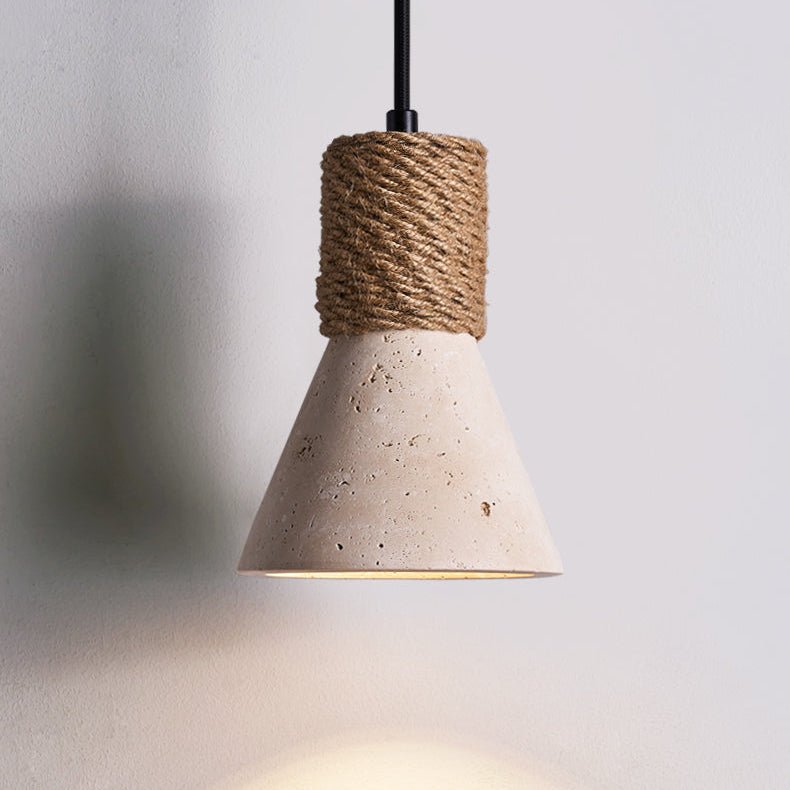 Terra Rope Wall Sconce in Travertine and Walnut