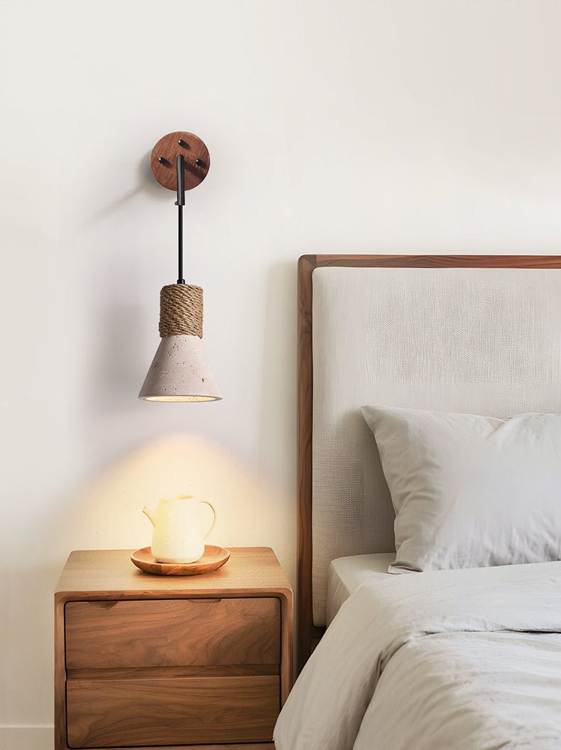 Terra Rope Wall Sconce in Travertine and Walnut