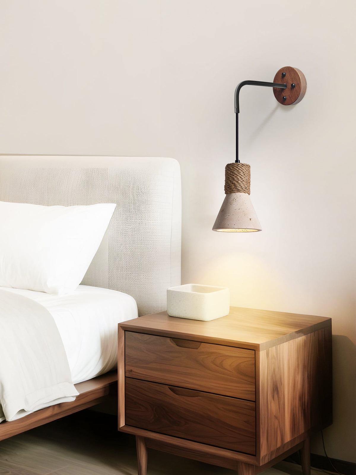 Terra Rope Wall Sconce in Travertine and Walnut