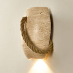 Terra Rope Wall Sconce in Natural Travertine with Hemp Rope