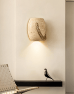 Terra Rope Wall Sconce in Natural Travertine with Hemp Rope