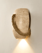 Terra Rope Wall Sconce in Natural Travertine with Hemp Rope