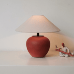Terra Rouge Ceramic Table Lamp with Linen Shade for Living Room & Bedroom