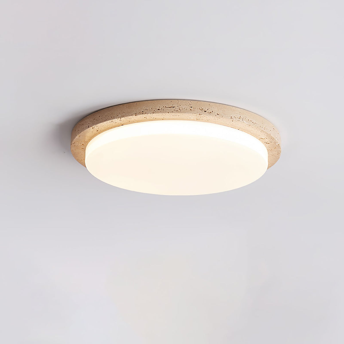Terra Round Travertine LED Ceiling Light in Natural Stone Finish
