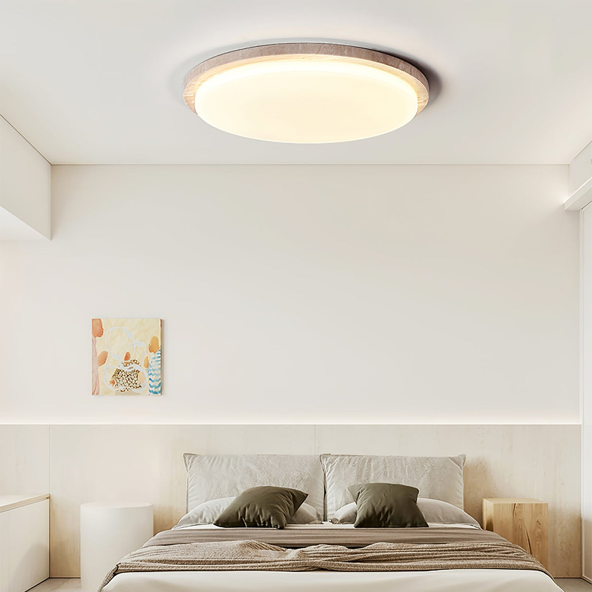 Terra Round Travertine LED Ceiling Light in Natural Stone Finish