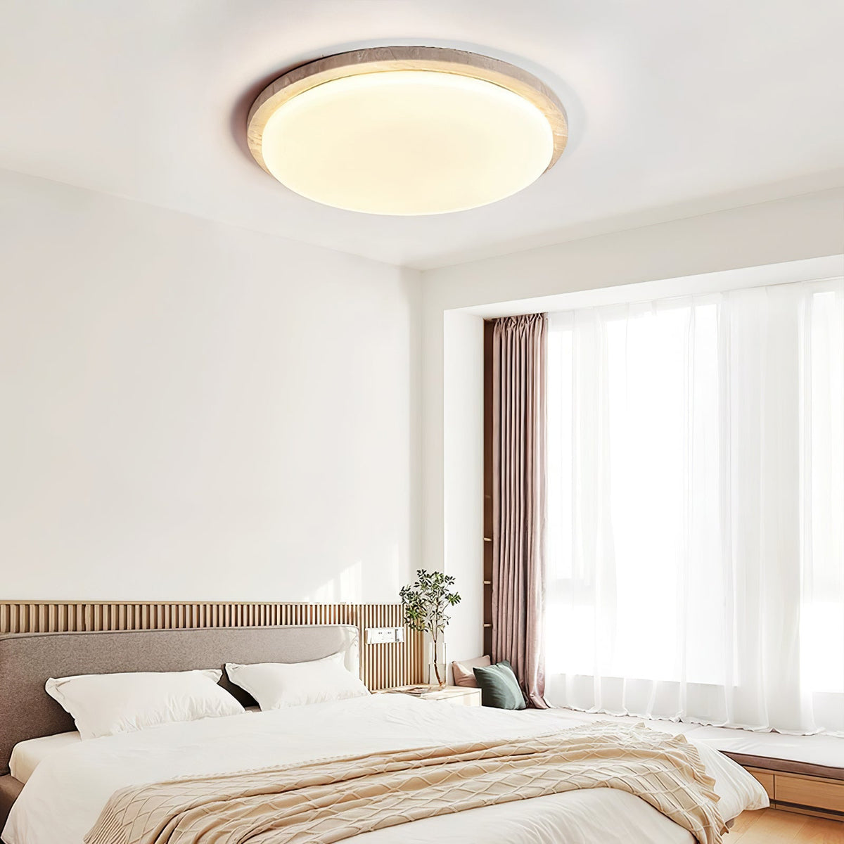 Terra Round Travertine LED Ceiling Light in Natural Stone Finish