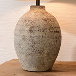 Terra Rustica Ceramic Table Lamp with Linen Shade for Bedroom and Living Room