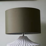 Terra Shell Ceramic Table Lamp with Olive Fabric Shade for Bedroom and Living Room