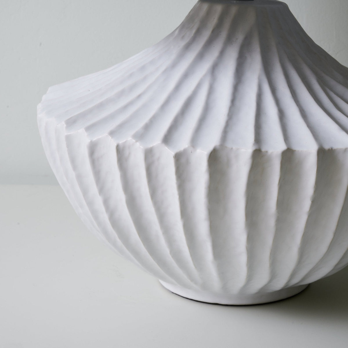 Terra Shell Ceramic Table Lamp with Olive Fabric Shade for Bedroom and Living Room