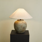 Terra Vessel Ceramic Table Lamp with Linen Shade for Living Room and Bedroom