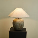 Terra Vessel Ceramic Table Lamp with Linen Shade for Living Room and Bedroom