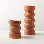 Terrace Stone Candle Holder Set in Natural Travertine