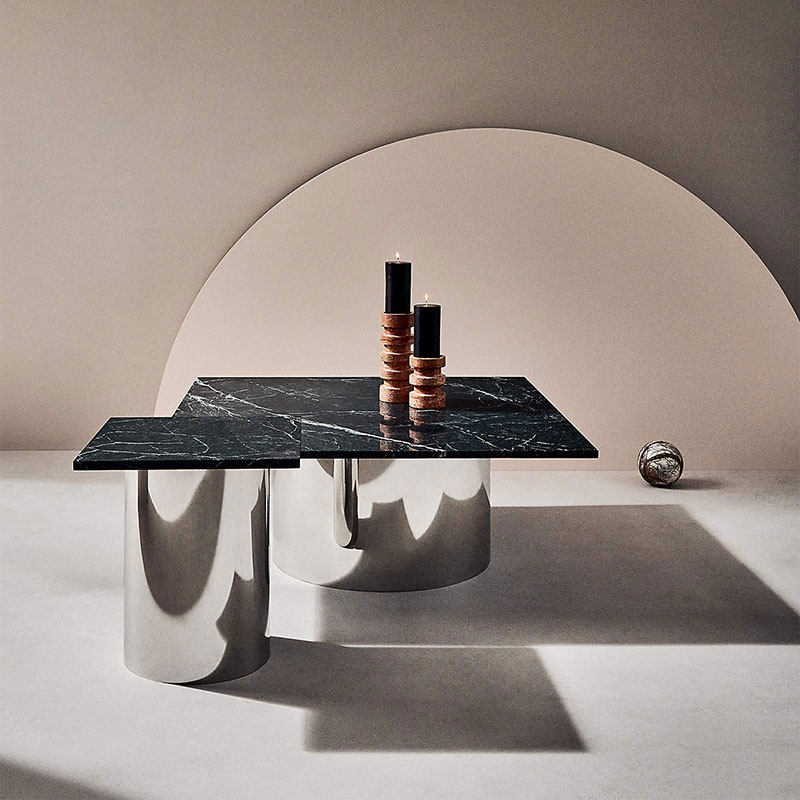 Terrace Stone Candle Holder Set in Natural Travertine