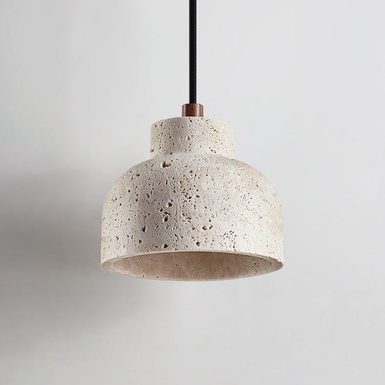 Travertine Bell Pendant Light, Natural Stone Hanging Lamp for Kitchen Island and Dining Room