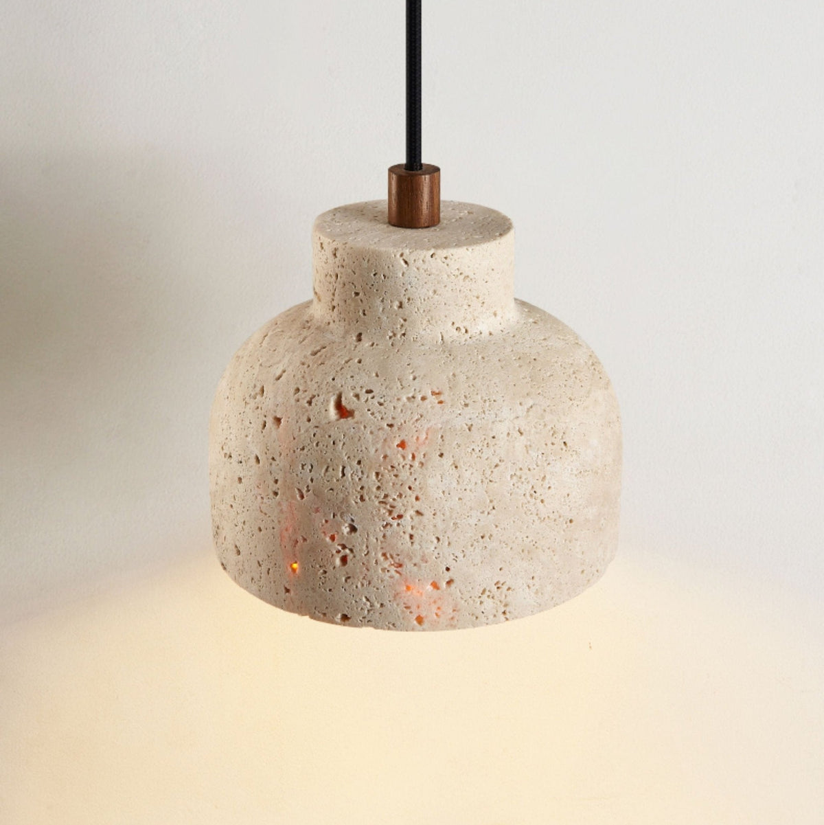 Travertine Bell Pendant Light, Natural Stone Hanging Lamp for Kitchen Island and Dining Room