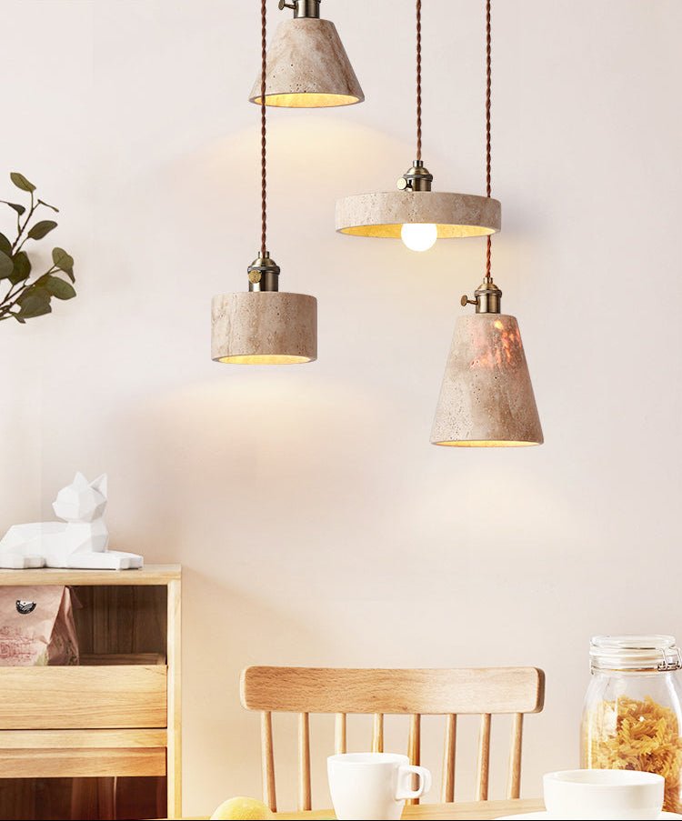 Terraform Travertine Pendant Light – Sculptural Stone Multi-Pendant
