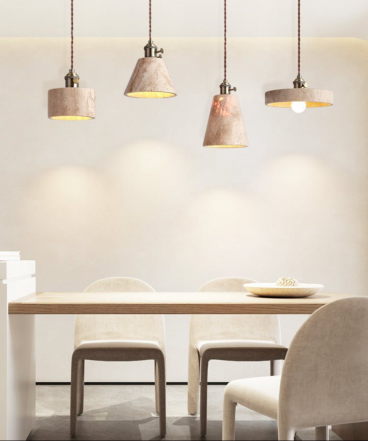 Terraform Travertine Pendant Light – Sculptural Stone Multi-Pendant