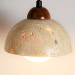 Terralume Dome Travertine Pendant Light with Opal Glass Globe
