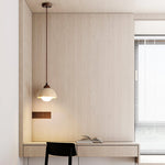 Terralume Dome Travertine Pendant Light with Opal Glass Globe