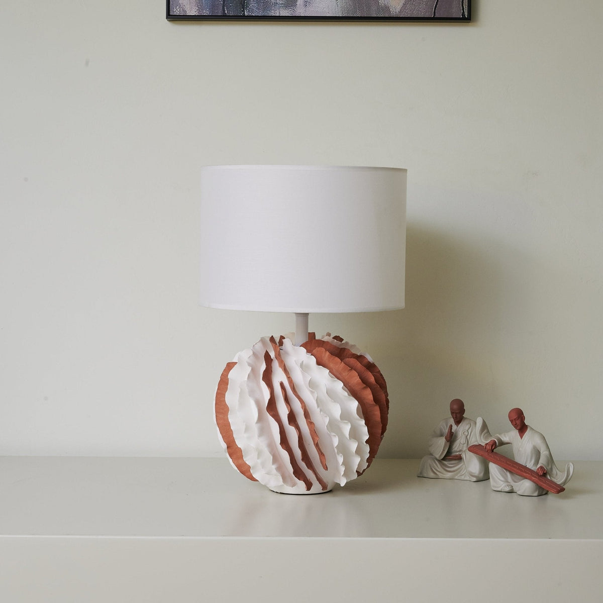 Terralune Ceramic Table Lamp with Linen Shade for Living Room and Bedroom