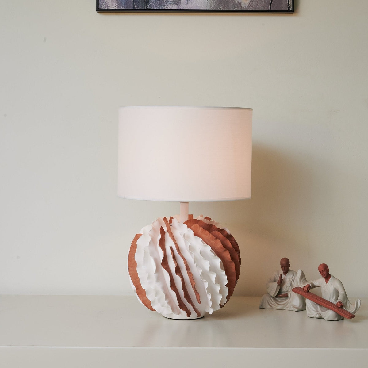 Terralune Ceramic Table Lamp with Linen Shade for Living Room and Bedroom